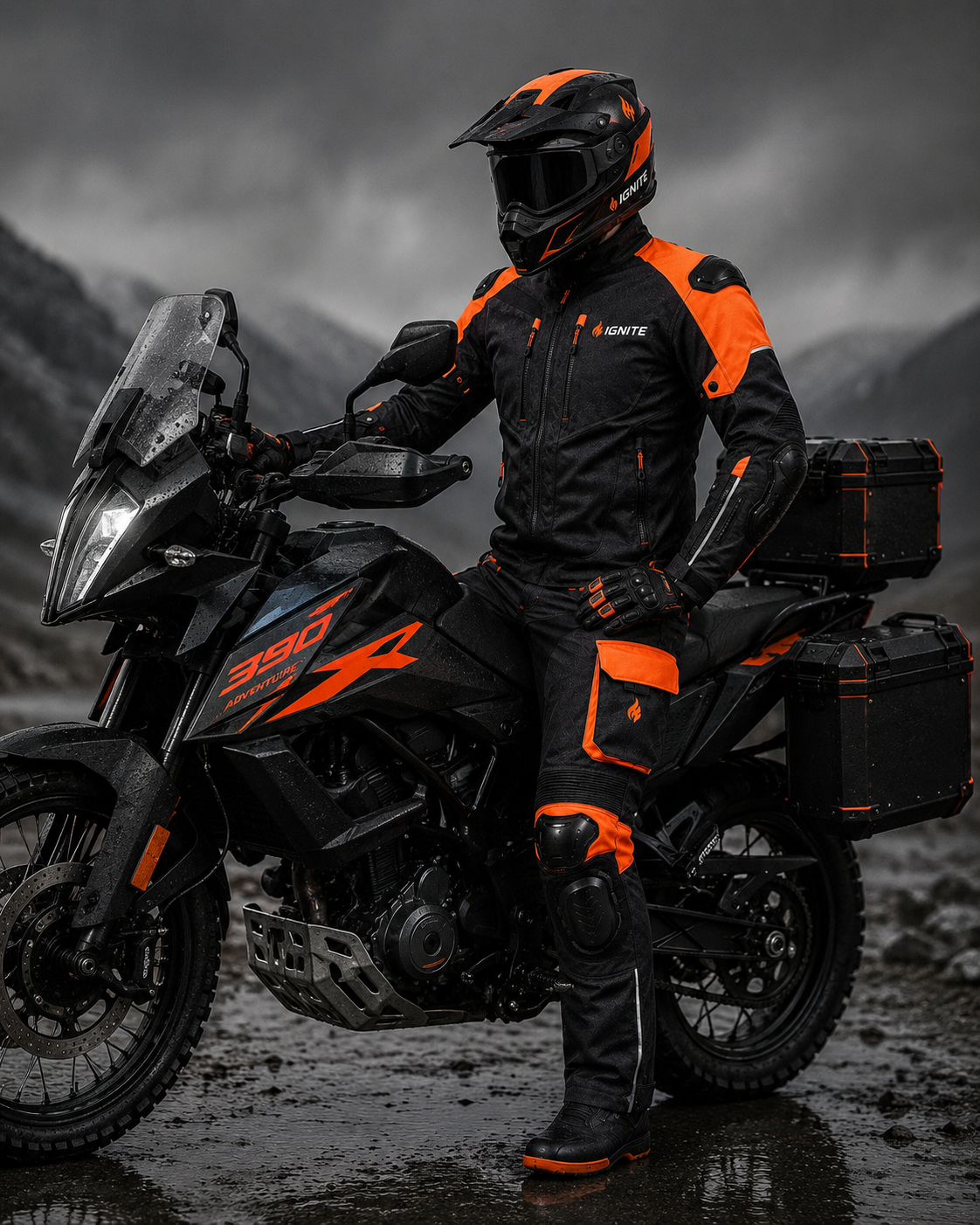 Ignite Apex Orange CE Armoured Waterproof Motorcycle Touring Suit
