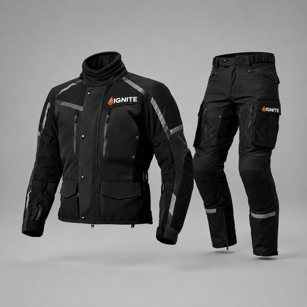 Ignite Storm CE Armoured Waterproof Motorcycle Touring Suit – Black