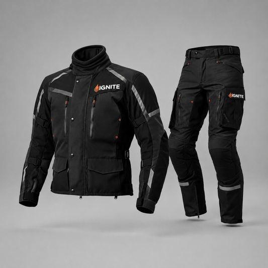 Ignite Storm CE Waterproof Touring Motorcycle Suit – Black Edition
