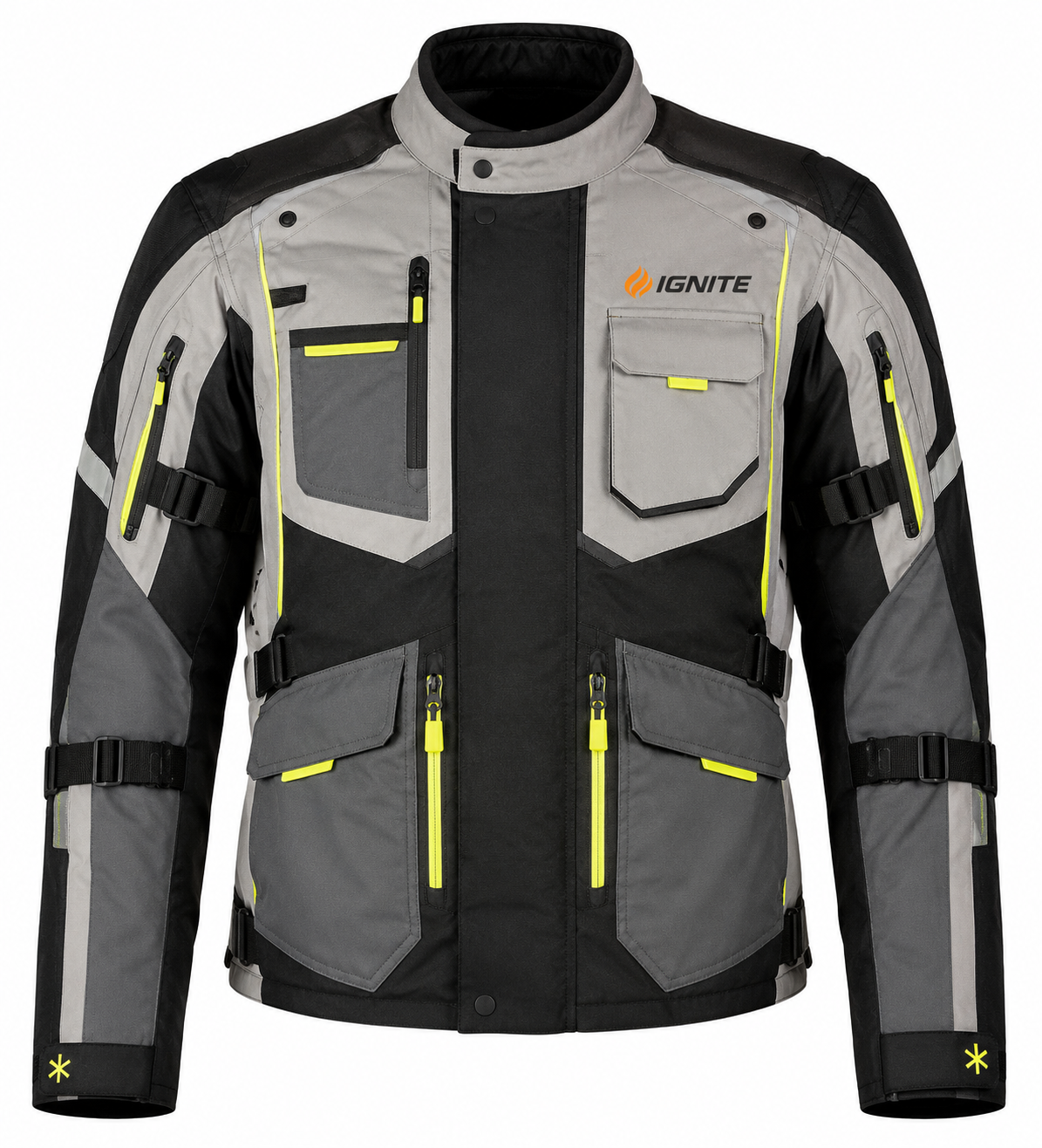 Ignite Storm Grey/Black CE Armoured Waterproof Motorcycle Jacket