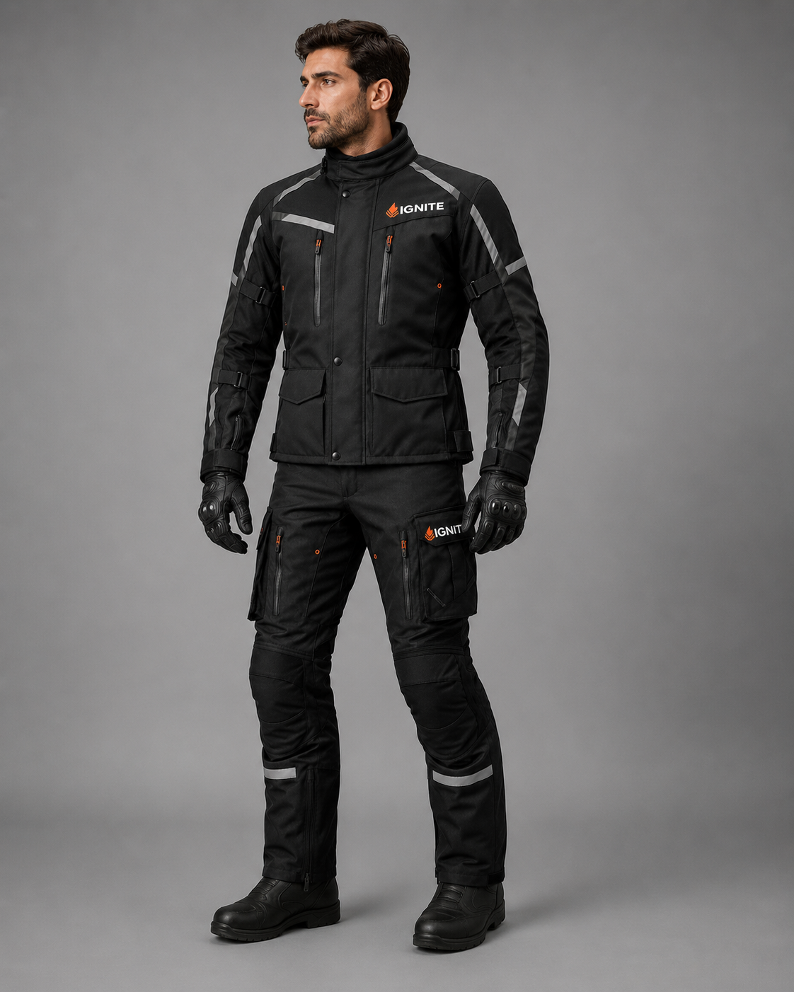 Ignite Storm CE Waterproof Touring Motorcycle Suit – Black Edition