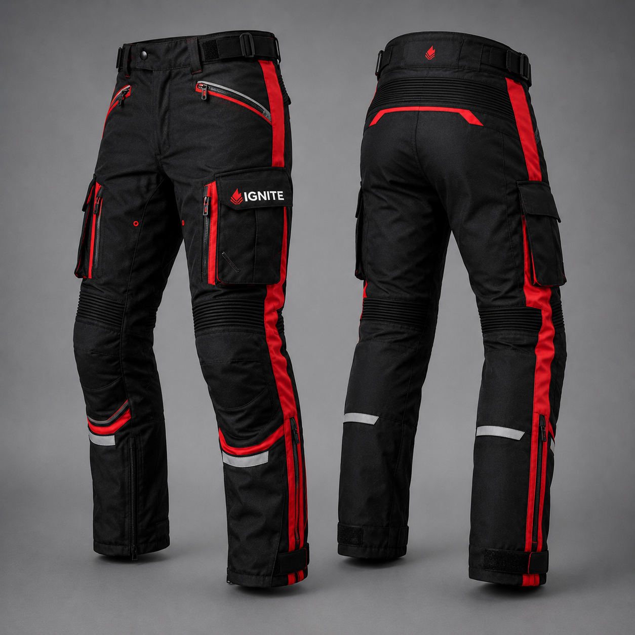 Ignite Inferno CE Waterproof Touring Suit – Red & Black Motorcycle Jacket & Pants Set