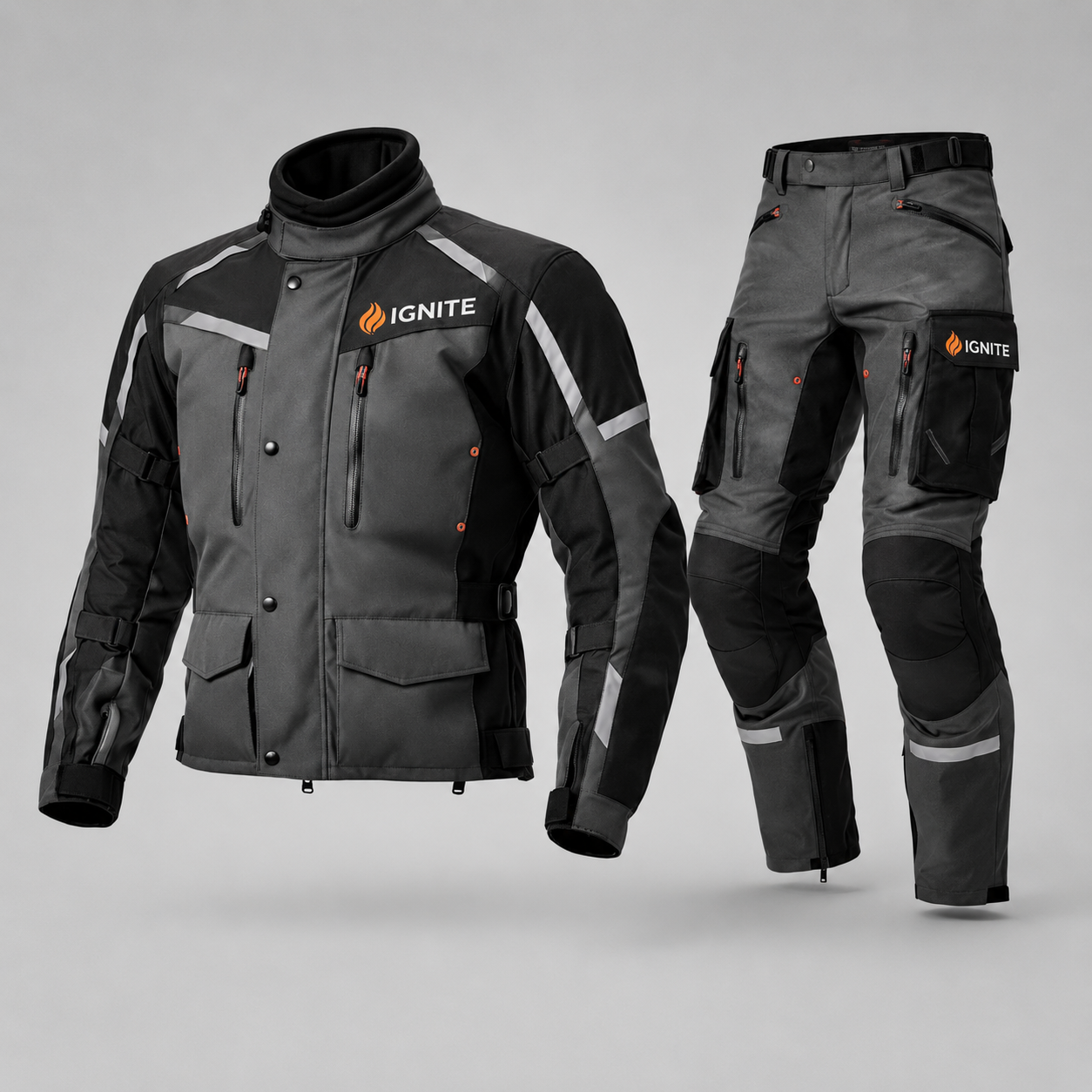 Ignite Storm CE Armoured Waterproof Motorcycle Touring Suit – Grey