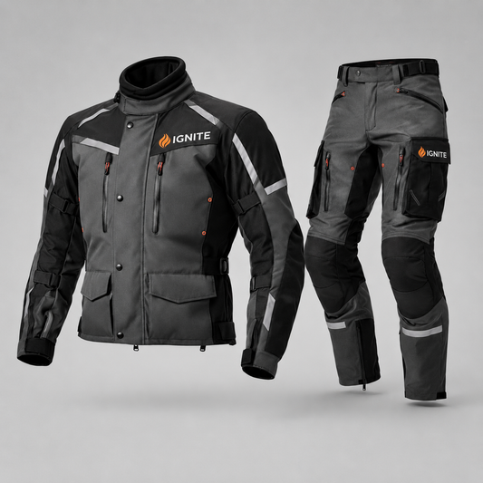 Ignite Storm CE Armoured Waterproof Motorcycle Touring Suit – Grey