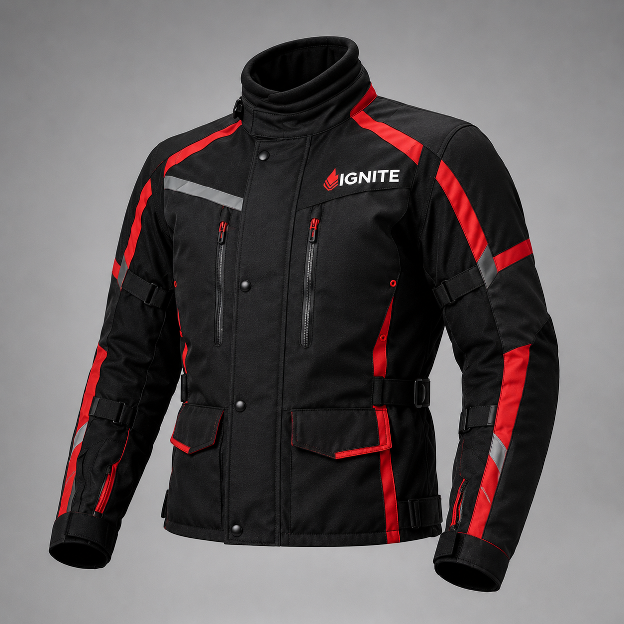 Ignite Inferno CE Waterproof Touring Suit – Red & Black Motorcycle Jacket & Pants Set