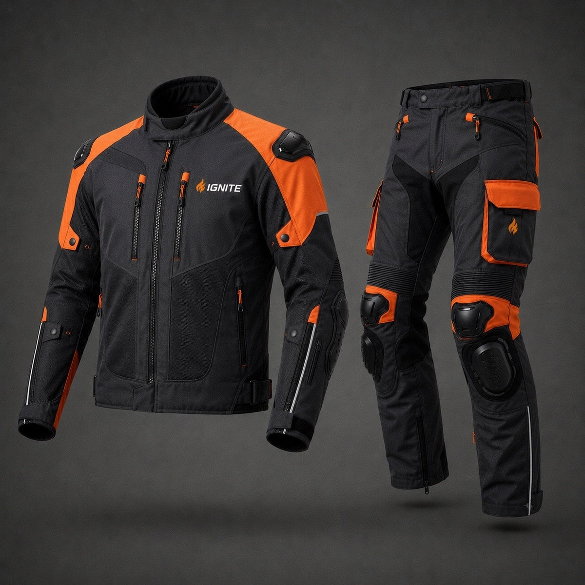 Ignite Apex Orange CE Armoured Waterproof Motorcycle Touring Suit