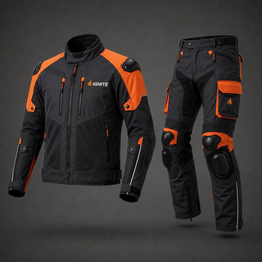 Ignite Apex Orange CE Armoured Waterproof Motorcycle Touring Suit