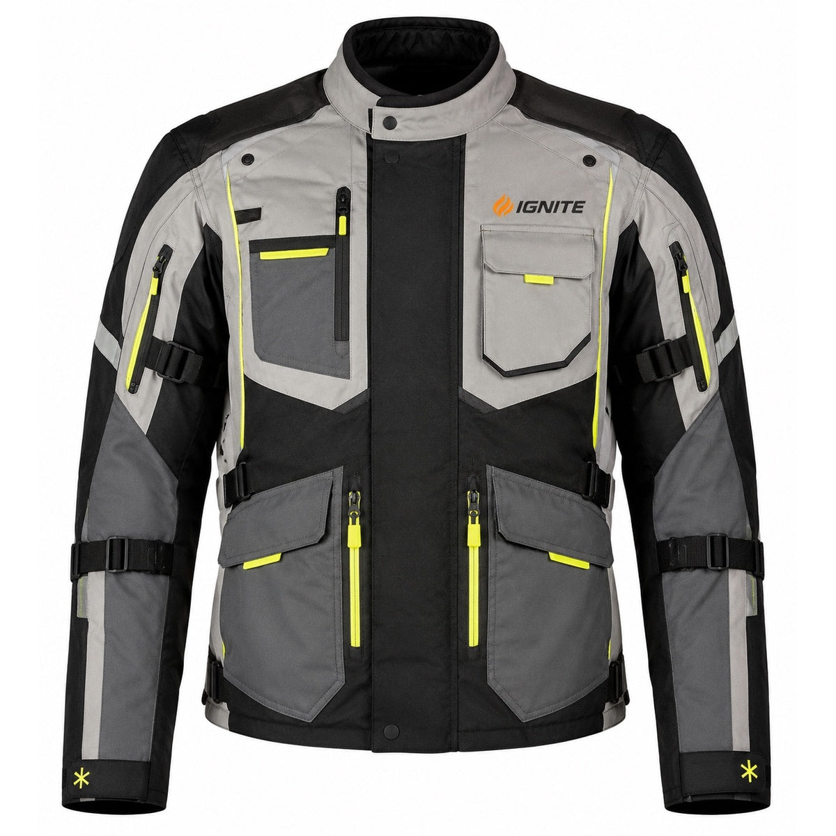 Ignite Storm Grey/Black CE Armoured Waterproof Motorcycle Jacket